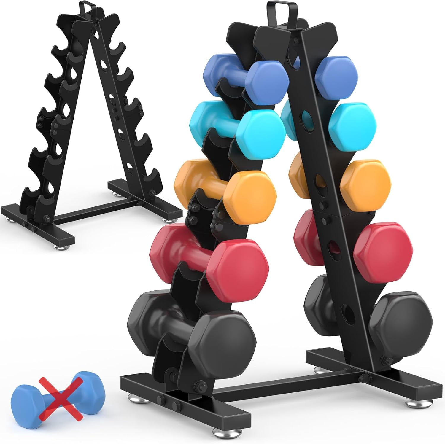 A-Frame Dumbbell Storage Rack Stand Holder for Home Gym with Handle