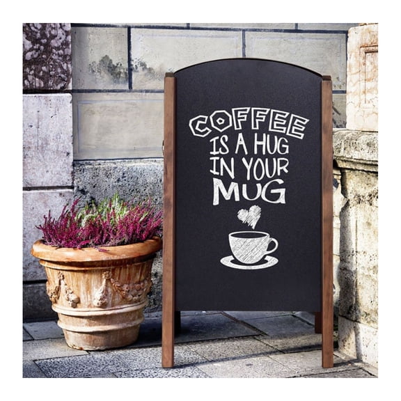 Durable Outdoor Sidewalk Chalkboard Sign - 17.7"x15.0"x31.5" Black & Coffee Pine/MDF A-Frame Billboard for Business Advertising, Sales, Menus