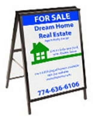 Black Steel Double-Sided A-Frame Sidewalk Sign for 22x28 Posters