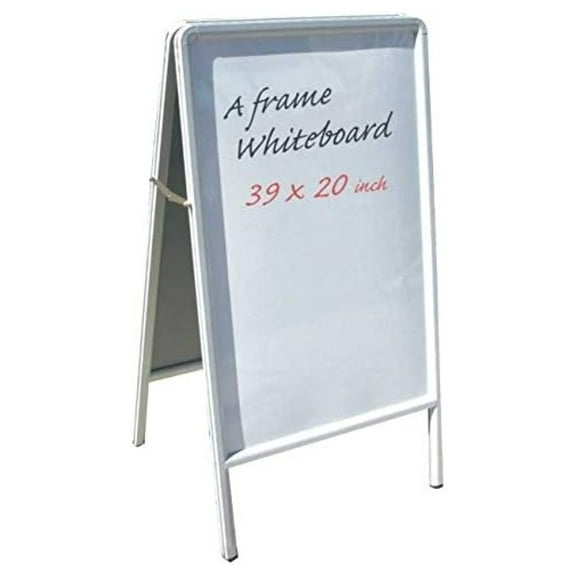 A-Frame Sidewalk Sign - Double Sided White Markerboard - 20.25"x29.375" - Aluminum Frame - Dry Erase Board for Business, Restaurants, Promotions