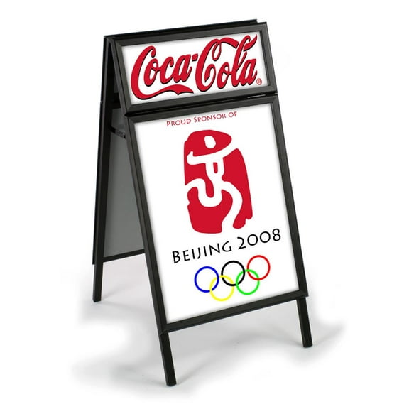 A-Frame Sidewalk Sign for 22 x 28 Graphics, with Separate Headers, Aluminum Snap-Open Edges - Black (AFS28HDRBK)