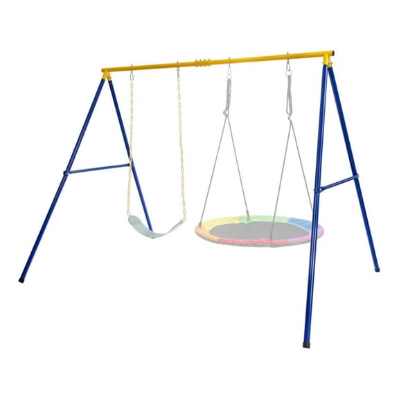 A-Frame Swing Stand - 660 LBS Heavy Duty Swing Set - Outdoor Playground Equipment - Anti-Slip Footpads - Fits 2 Swings