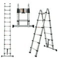 thumbnail image 1 of A-Frame Telescoping Ladder 12.5ft, 2-in-1 Folding Ladder Adjustable Height 6 + 6 Steps, Home Ladder with Stabilizer Bar, 330lbs Max Load, Folded Height 2.84ft, Space Saving, Easy to Transport, 1 of 1