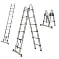 thumbnail image 1 of A-Frame Telescoping Ladder 12.5ft Stainless Steel Heavy Duty Extension Ladder for Home RV Attic Office Building Maintenance, 330lbs Max Load, with Safety Support Bar Anti-Slip Rubber Feet, 1 of 9