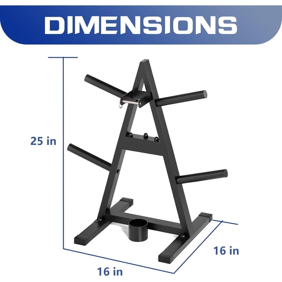A-Frame Weight Plate Tree for 1" Olympic Plates - Holds 300 lbs, Dumbbell Rack and Home Gym Storage Stand - Organize Your Workout Area
