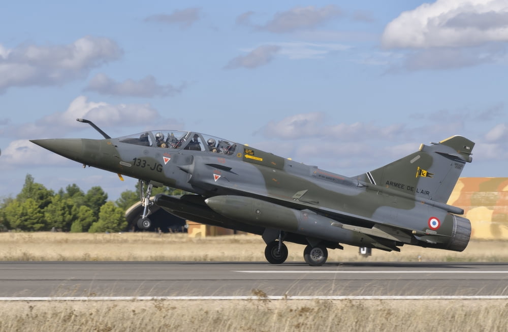A French Air Force Mirage 2000D at Albacete Air Base Spain Canvas Art - Giovanni CollaStocktrek Images (17 x 12)
