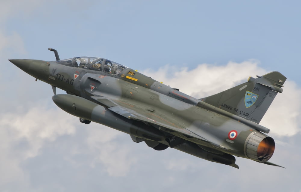 A French Air Force Mirage 2000N taking off Canvas Art - Giovanni CollaStocktrek Images (18 x 12)