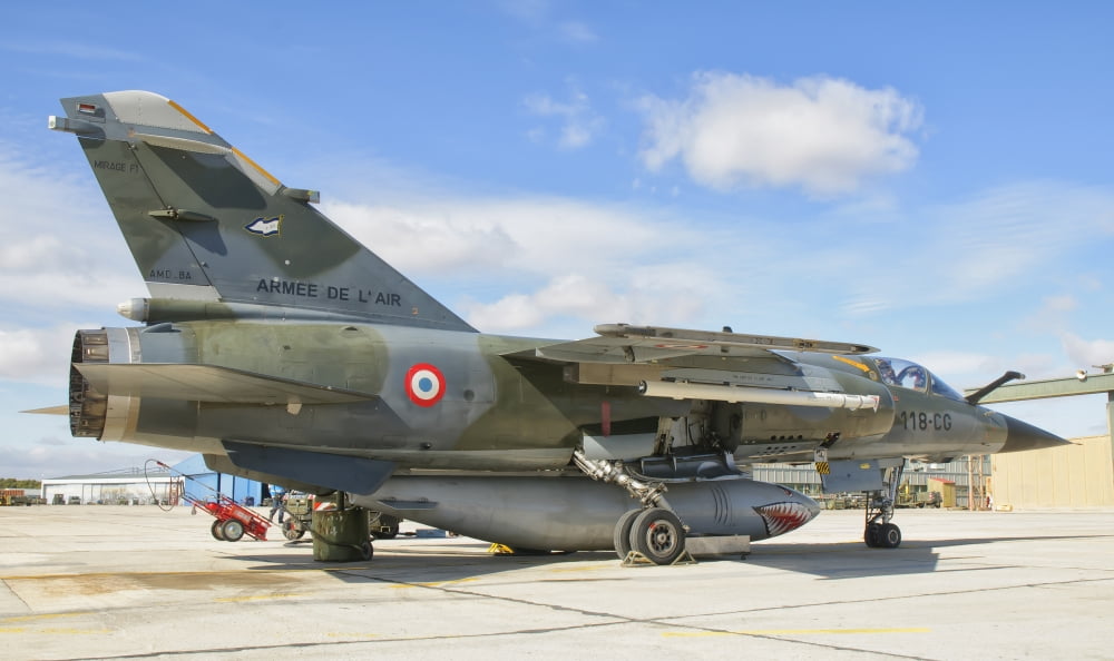 A French Air Force Mirage F1 at Albacete Air Base Spain Canvas Art - Giovanni CollaStocktrek Images (18 x 11)