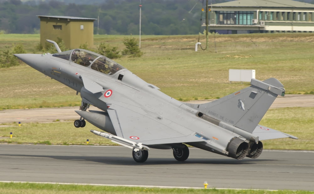 A French Air Force Rafale jet during Exercise Green Shield Canvas Art - Giovanni CollaStocktrek Images (35 x 22)