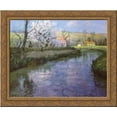 thumbnail image 1 of A French River Landscape 24x20 Gold Ornate Wood Framed Canvas Art by Frits Thaulow, 1 of 2