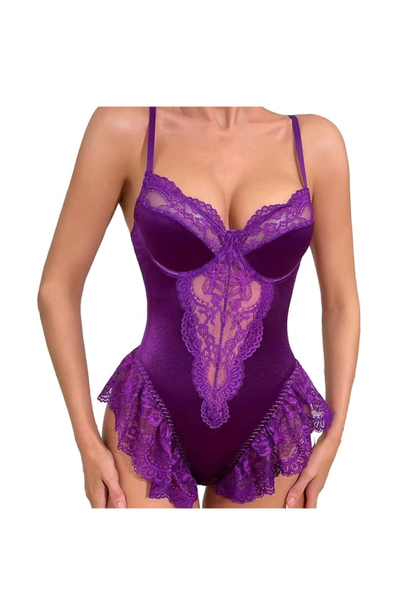 A French Sexy Waist Patchwork Backless Dress With Hidden Buttons And Lace Jumpsuit For Ladies