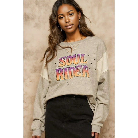 A French Terry Knit Graphic Sweatshirt
