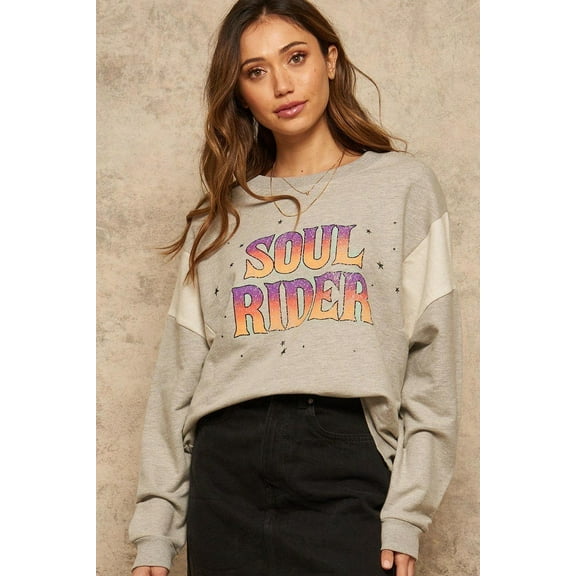A French Terry Knit Graphic Sweatshirt
