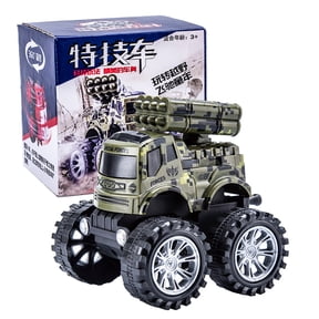 A Friction Powered Stunt Toy Car For Kids Military Missile Launcher 360° Rotating Drift Off-Road