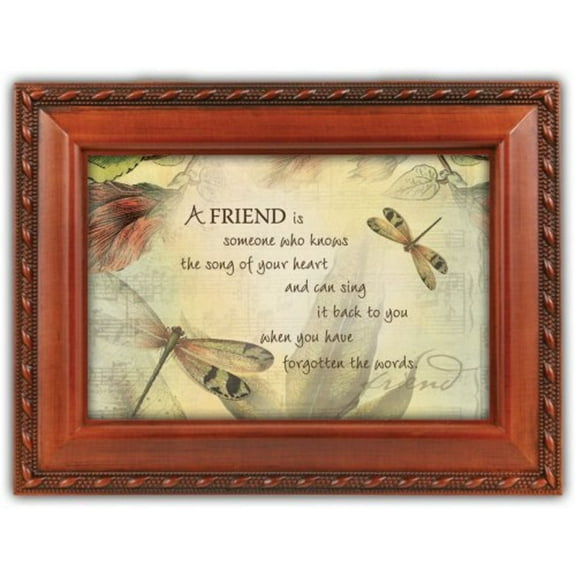 A Friend's Song Woodgrain Rope Trim Music Box Plays Friends Are For