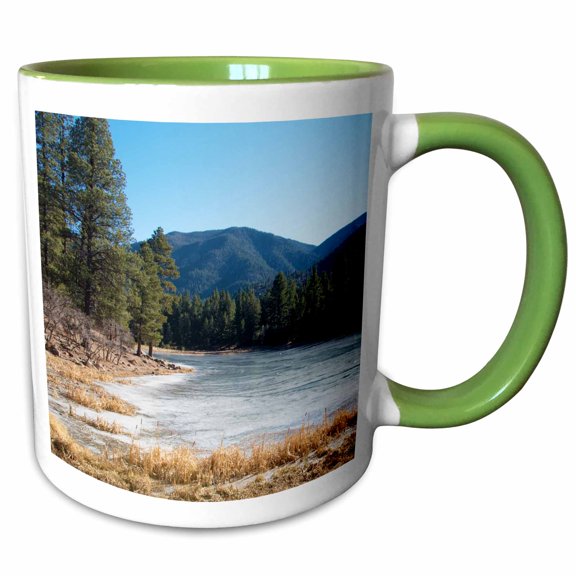 3drose, a Frozen Lake Taken in the Dixie National Forest of Utah, 11oz Two-tone Green Mug