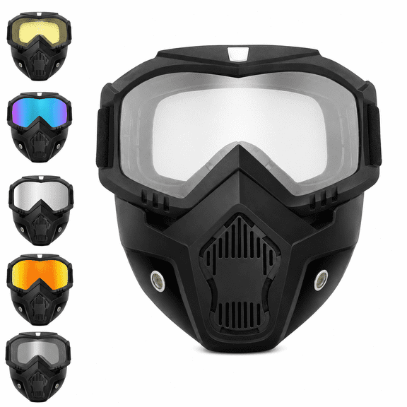 A Full-Face Goggle, Anti Fog HD Lens Windproof Dustproof Riding Mask, Detachable Dirt Bike Goggles for Adults Cycling Motocross and Outdoor Sports
