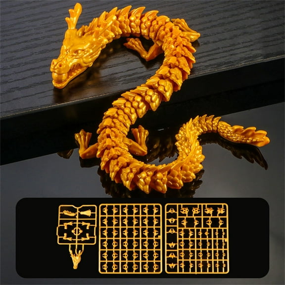 A Full Poseable Dragon Figure, Crystal Design Articulated Model For Diy Enthusiasts, Desktop Decoration With Adjustable Tail And Wings