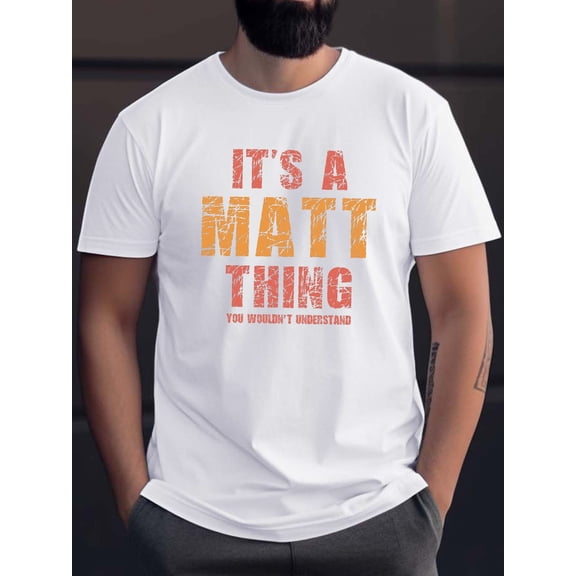 A Fun Matt-Themed Printed T-Shirt, Casual Short-Sleeve Tees for Men, Perfect for Summer.