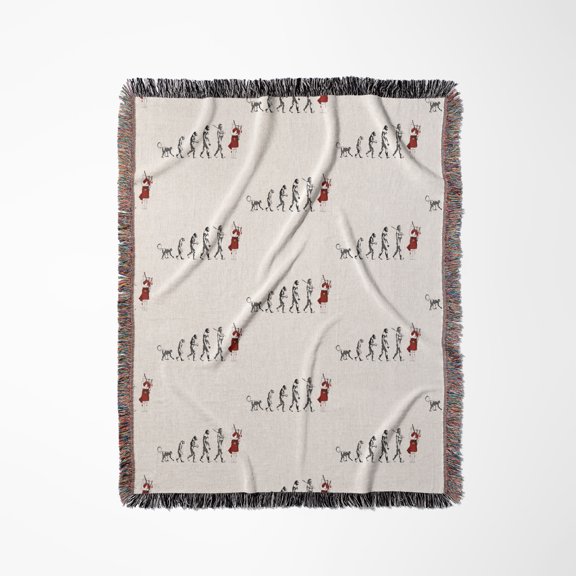 A Funny Pun Of The Evolution Of Man Ending In A Bagpipe Player., Woven Blanket