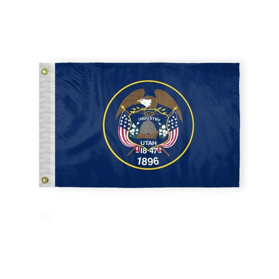 A.G.A.S Utah State 12x18 Inch Outdoor Flag and Banner, 200 Denier Nylon, Fade Proof, Vivid Colors, Brass Grommets