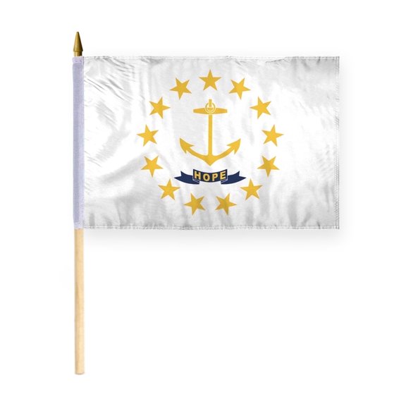 A.G.A.S 12x18 Inch Polyester Rhode Island Outdoor Stick Flag