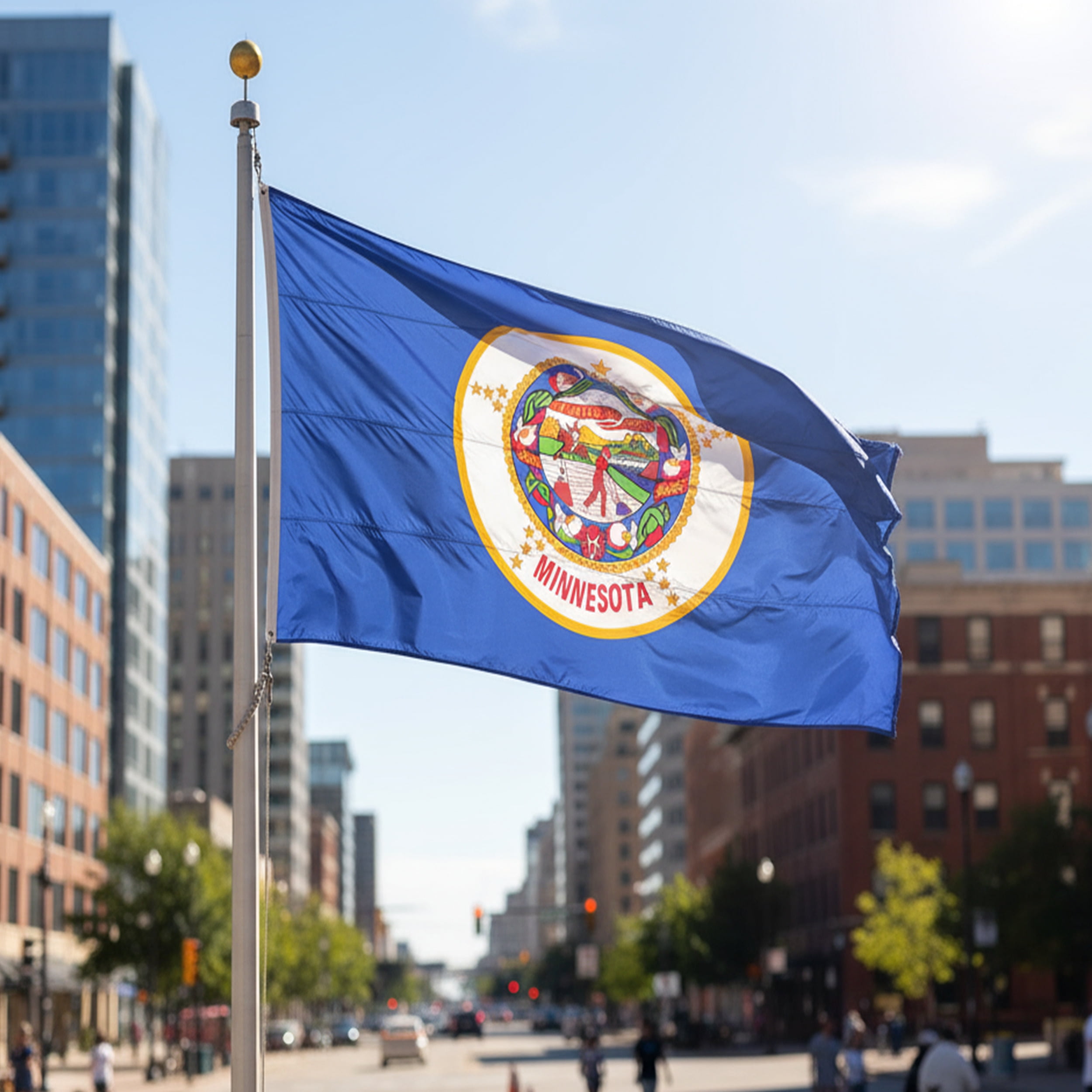 AGAS Minnesota State Flag 3x5 Ft – 200D Nylon Fade-Resistant with Brass Grommets & Stitched Edges.