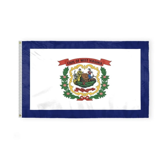 A.G.A.S 3 x 5 Ft 200D Nylon West Virginia State Outdoor Flag, Double Sided, Brass Grommets