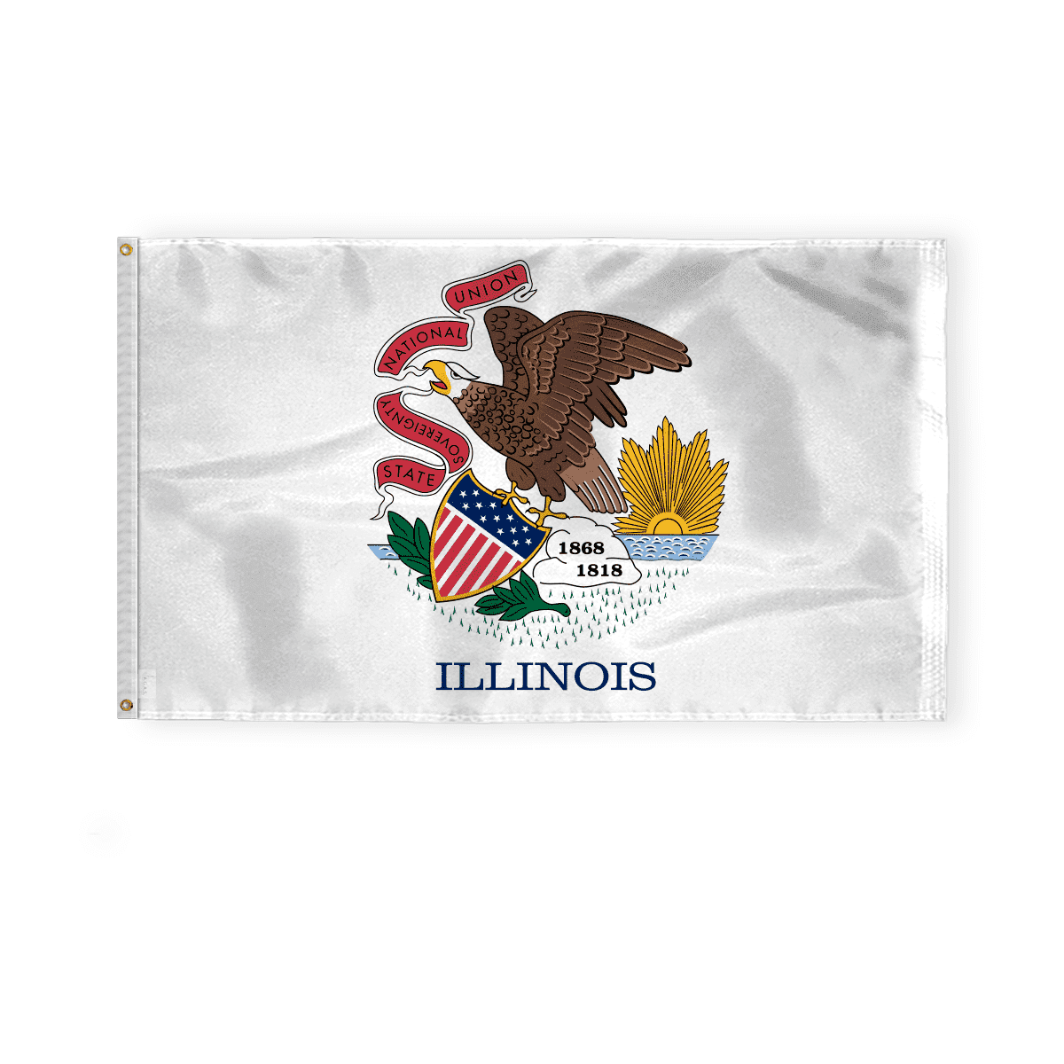 3x5ft White Polyester Illinois State Flag with Iron Grommets