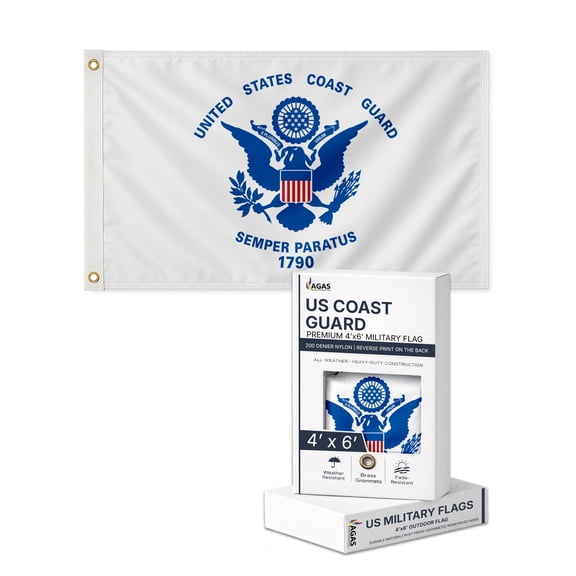 A.G.A.S 4x6 Ft United States Coast Guard Nylon Canvas Outdoor Flag, Printed Sided, Brass Grommets