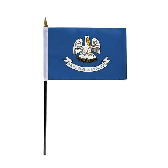 A.G.A.S. 4x6 Inch Polyester Louisiana State Flag with 11-Inch Plastic Pole