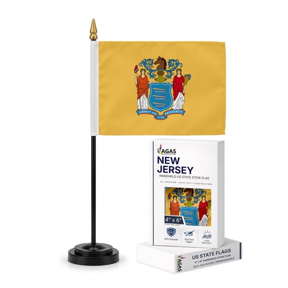 A.G.A.S. New Jersey State 4x6 Inch Polyester Printed Outdoor Flag and Banner, Indoor/Outdoor Display
