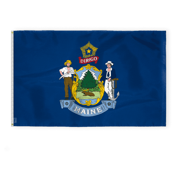 A.G.A.S Maine State 6' x 10' 200 Denier Nylon Outdoor Flags & Banners, Double Sided, Brass Grommets, Fade Proof