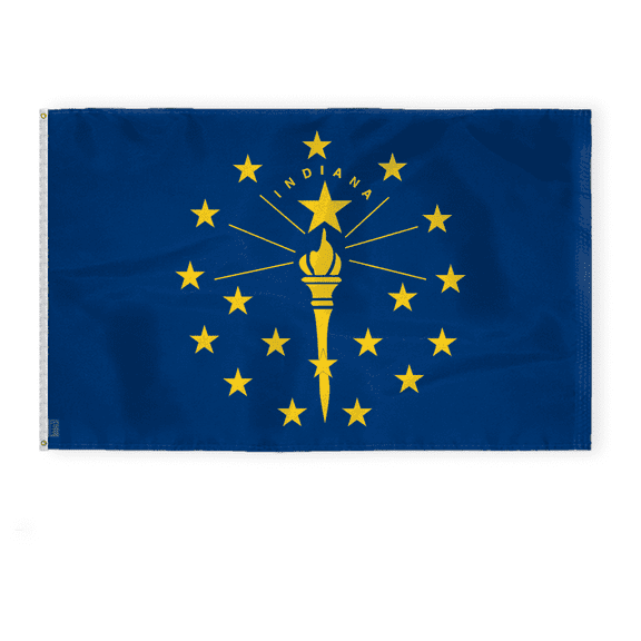 A.G.A.S Indiana State 6' x 10' Outdoor Flag and Banner, 200 Denier Nylon, Double Sided Reverse Print, Brass Grommets, Stitched Edges