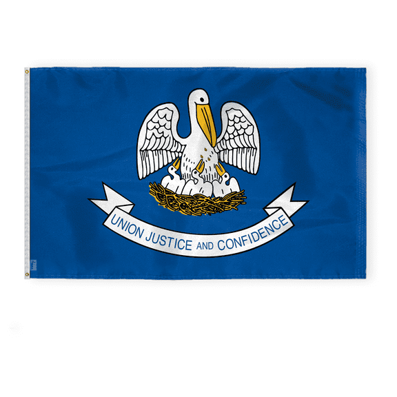 A.G.A.S Louisiana State 6' x 10' Outdoor Flags & Banners, 200 Denier Nylon, Double Sided, Brass Grommets, Fade Proof
