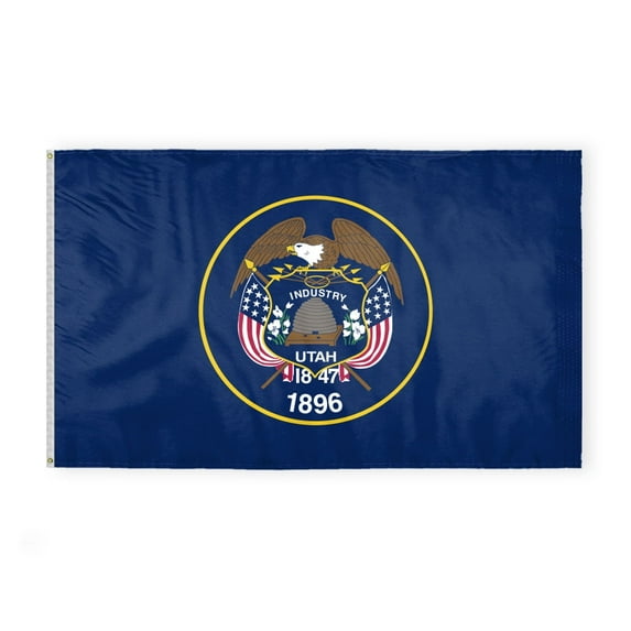 A.G.A.S 6' x 10' Utah State Flag, 200 Denier Nylon, Double Sided Print, Brass Grommets, Stitched Edges, Fade Proof