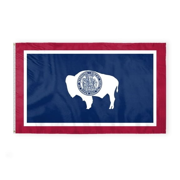 A.G.A.S 6' x 10' Wyoming State Outdoor Flag, 200D Nylon, Fade Proof Colors, Brass Grommets