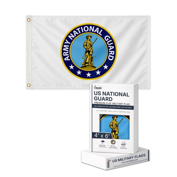 A.G.A.S Manufacturing Group 4x6 Ft National Guard Outdoor Flag, Heavy Duty 200 Denier Nylon Fabric