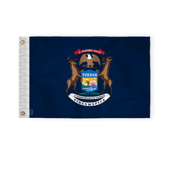 A.G.A.S Michigan State Boat Flag, 12" x 18", 200 Denier Nylon, Outdoor Flag and Banner, Fade Proof Vivid Colors, Brass Grommets