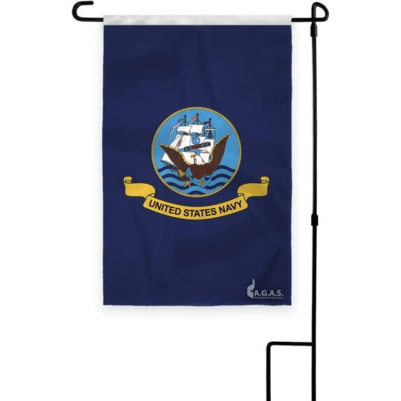 A.G.A.S Navy Garden Outdoor Flag - 18 x 12 Inch Nylon, Printed Single Sided, Sewn Sleeve