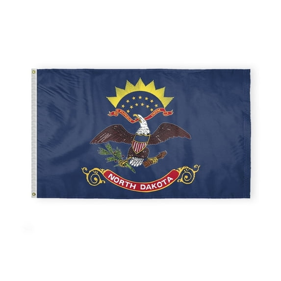 A.G.A.S North Dakota State 3' x 5' 200 Denier Nylon Outdoor Flag and Banner, Double Sided, Brass Grommets