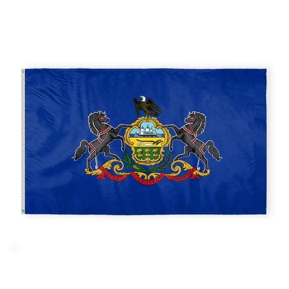 A.G.A.S Pennsylvania State 6' x 10' 200D Nylon Outdoor Flag and Banner, Fade Proof Sharp Colors, Brass Grommets