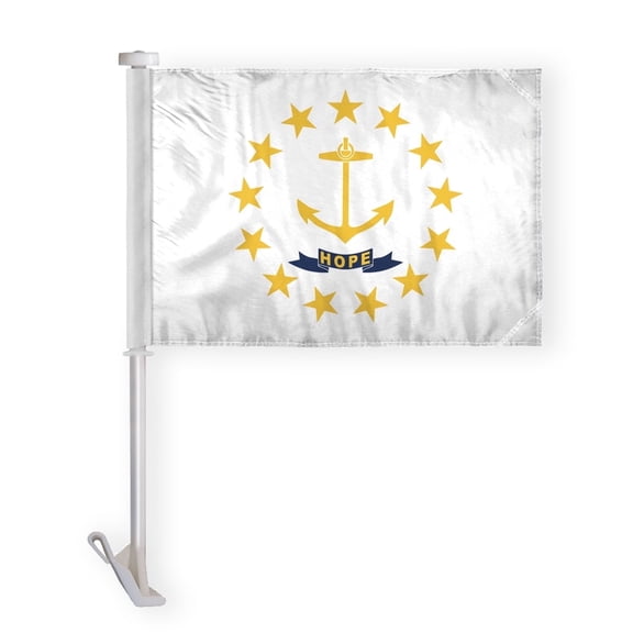 A.G.A.S Rhode Island State Car Window Flag, 10.5x15 Inch, Knitted Polyester