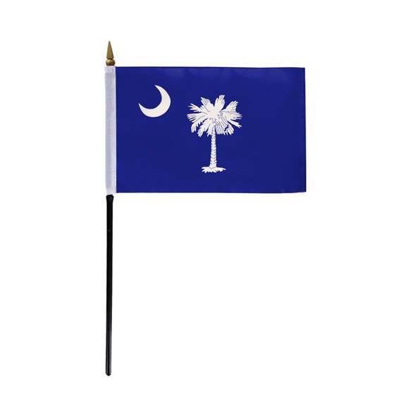 A.G.A.S South Carolina 4x6 Inch Polyester Printed Flag with Plastic Pole