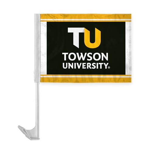 A.G.A.S Towson University Economy Car Flag 12 x 16 inch NCAA TU Logo Polyester Car Flag