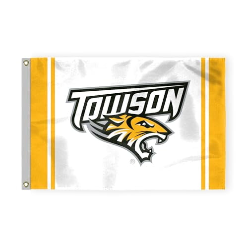 A.G.A.S Towson University Flag 3 x 5 ft NCAA TU Tigers Wordmark Tiger Head Nylon Flag