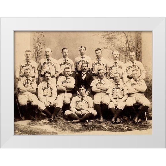 A.G. Spalding Baseball Collection 14x12 White Modern Wood Framed Museum Art Print Titled - Brooklyn Baseball Club
