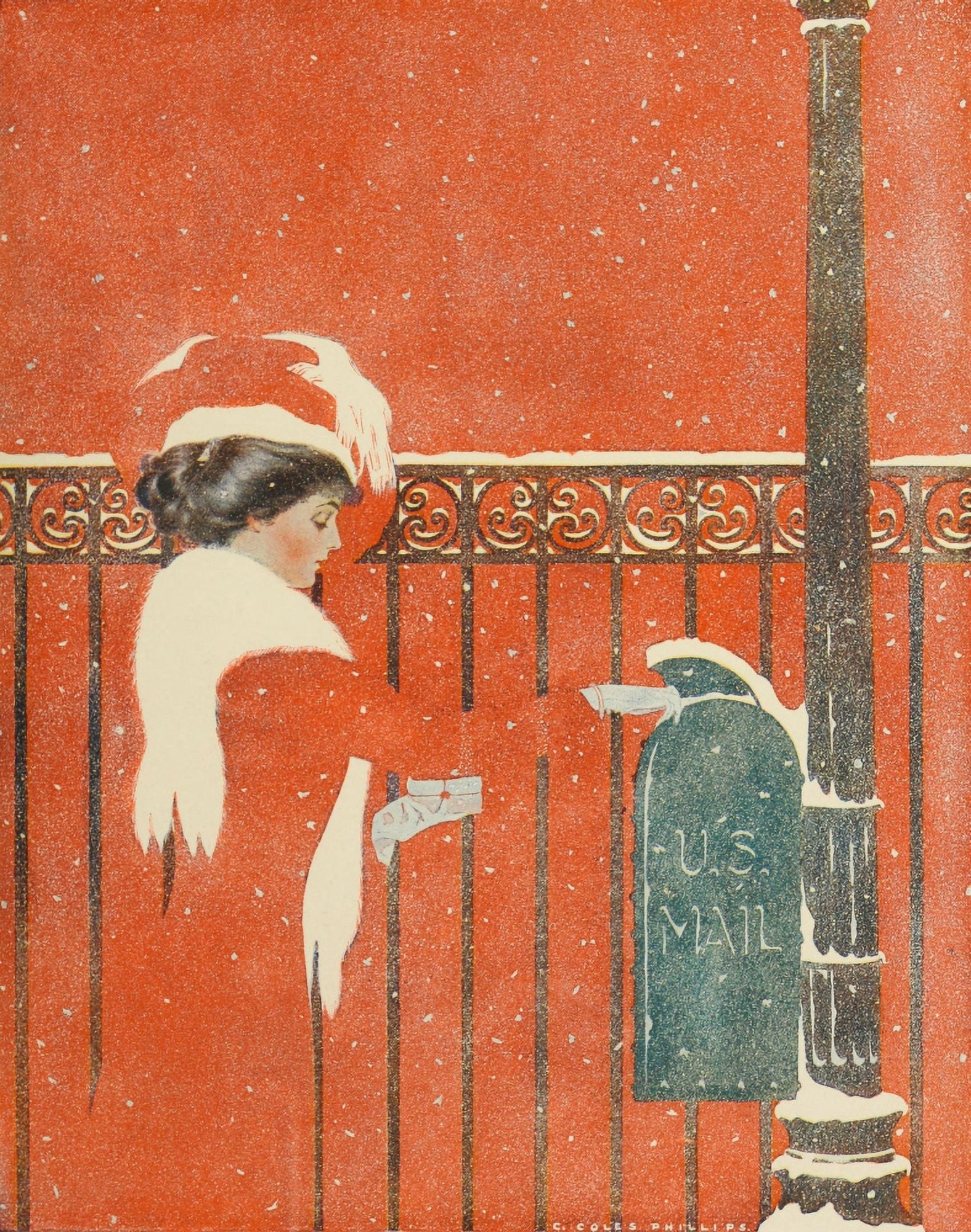 A Gallery of Girls 1911 Between you me and the post Canvas Art - Clarence Coles Phillips (24 x 36)