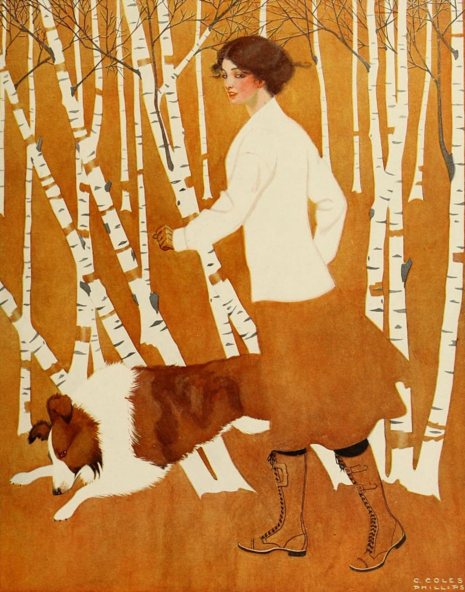 A Gallery of Girls 1911 Birches Canvas Art - Clarence Coles Phillips (18 x 24)