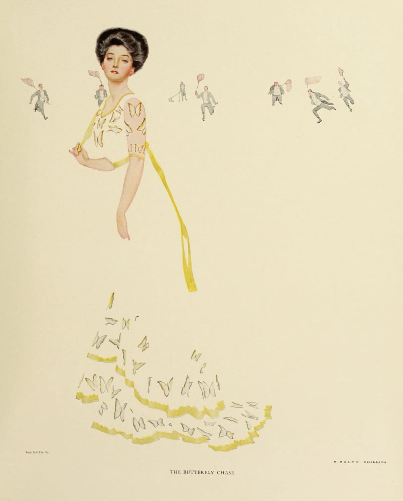 A Gallery of Girls 1911 The butterfly chase Canvas Art - Clarence Coles Phillips (24 x 36)